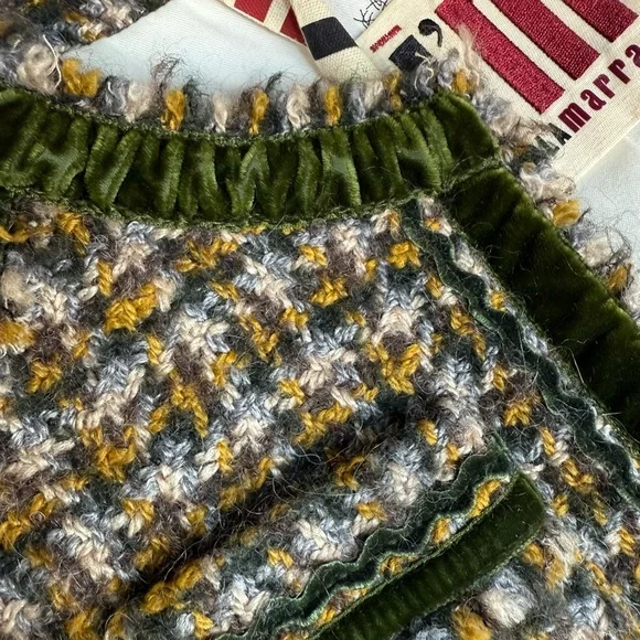 Italian Designer ISOLAMARRAS Vintage
Green Yellow Tweed Blazer with Fringe Trim - Picture 5 of 8